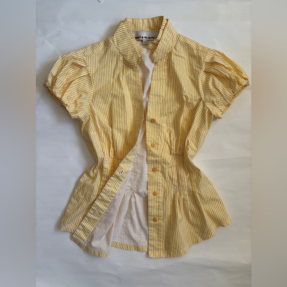 Costa Blanca Tops - Costa Blanca Yellow and White Striped Blouse